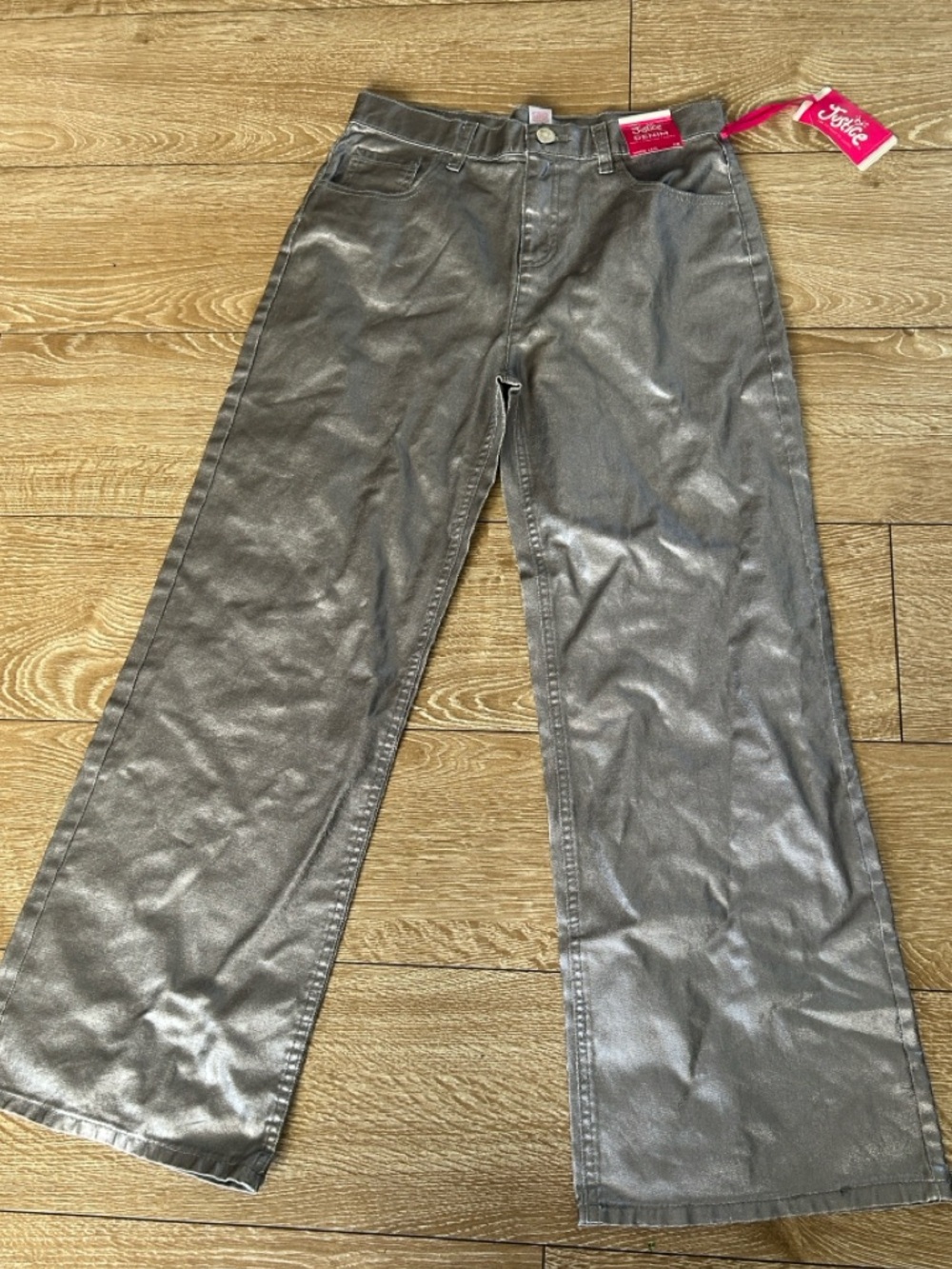 Justice Metallic Silver Wide-Leg Jeans - Picture 3 of 12
